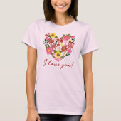 Groovy Daisy Pink Blume Herzstück Valentine Holida T-Shirt (Vorderseite)