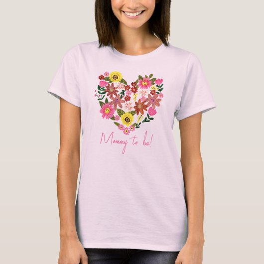 Groovy Daisy Pink Blume Herzy Mommy to be T-Shirt (Vorderseite)