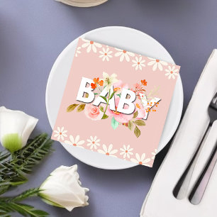 Groovy Daisy Pink FORAL niedliche Kinderkalligraph Serviette