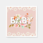 Groovy Daisy Pink FORAL niedliche Kinderkalligraph Serviette (Vorderseite)