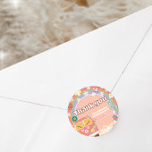 Groovy Daisy Rainbow Birthday Party Runder Aufkleber