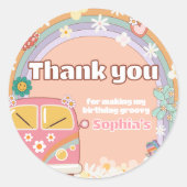 Groovy Daisy Rainbow Birthday Party Runder Aufkleber (Vorderseite)