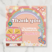 Groovy Daisy Rainbow Birthday Party Square Geschenkanhänger (Vorderseite)