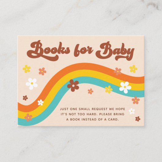 Groovy Daisy Rainbow Retro Books for Baby Shower Begleitkarte (Vorderseite)