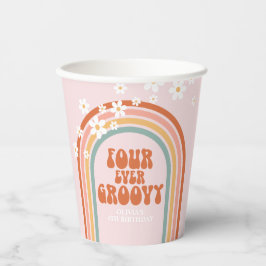 Groovy daisy Regenbogen 4. Geburtstag Papieren Cup Pappbecher