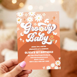 Groovy Daisy Regenbogen Geburtstagseinladung Einladung