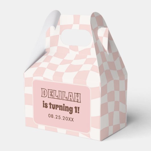 Groovy Daisy Retro 1. Geburtstag Party Geschenkschachtel (Vorderseite)