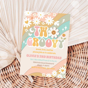Groovy Daisy Retro Geburtstagseinladung Einladung