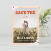 Groovy Daisy Retro Hippie 70er Seventies Wedding Save The Date (Stehend Vorderseite)