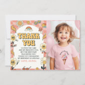 Groovy Daisy & Retro Van Pink Birthday Dankeskarte (Vorderseite)