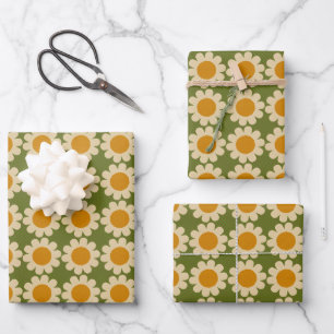 Groovy Daisy Spring floral Geschenkpapier Set