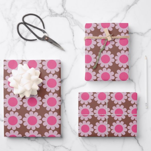 Groovy Daisy Winter Pink Geschenkpapier Set (Vorderseite)