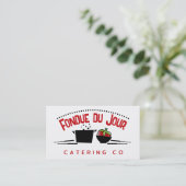 Groovy Damaming Fondue Catering Visitenkarten Visitenkarte (Stehend Vorderseite)