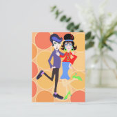 Groovy Dancing Couple Postkarte (Stehend Vorderseite)