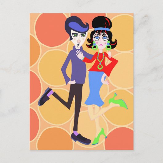 Groovy Dancing Couple Postkarte (Vorderseite)