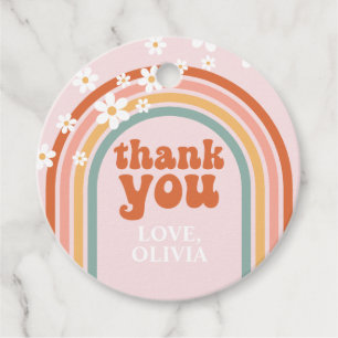 Groovy Danke daisy Boho Blumen Regenbogen Gefallen Geschenkanhänger