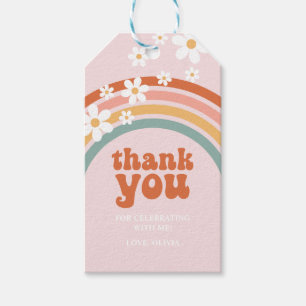 Groovy Danke daisy Boho Blumen Regenbogen Gefallen Geschenkanhänger