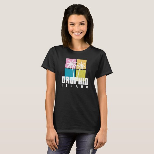 Groovy Dauphin Island Hippie Retro Squares Dauphin T-Shirt (Vorne ganz)
