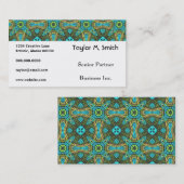 Groovy Decorative Star Pattern Damask Abstrakte Ku Visitenkarte (Vorne/Hinten)