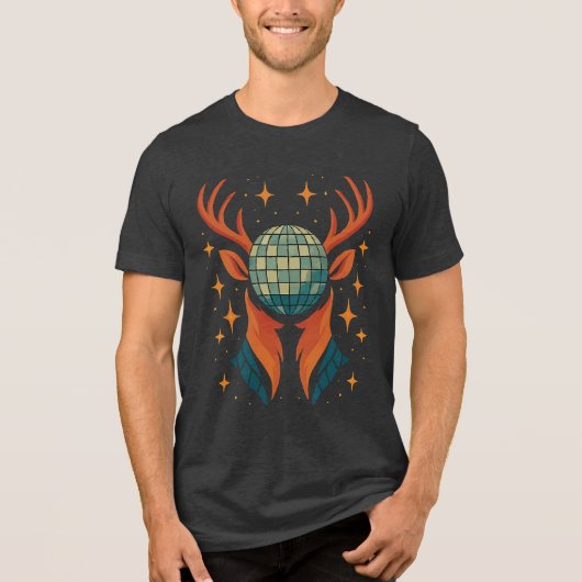 Groovy Deer Head - Disco Ball Forest Spirit Shirt (Vorderseite)