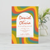 Groovy der 70er Jahre mit QR Hochzeit Einladung (Stehend Vorderseite)