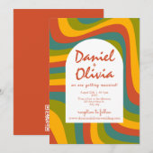 Groovy der 70er Jahre mit QR Hochzeit Einladung (Vorne/Hinten)