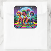 Groovy Dino Beat Disco T-Rex Quadratischer Aufkleber (Tasche)