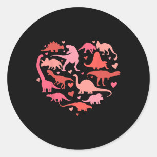 Groovy Dinosaur Liebe Herz T Rex Valentine Day Boy Runder Aufkleber
