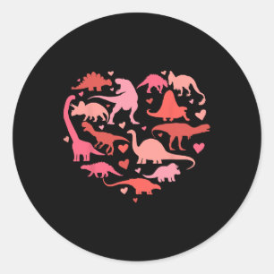 Groovy Dinosaur Liebe Herz T Rex Valentinstag Jung Runder Aufkleber