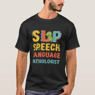 Groovy Dinosaur Speech Therapy Kids SLP Rede Pat T-Shirt