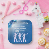 Groovy Disco Ball Blue Mans 50th Birthday Pappteller (Party)