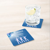 Groovy Disco Ball Blue Mans 50th Birthday Rechteckiger Pappuntersetzer (Vor Ort)