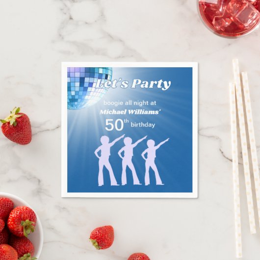 Groovy Disco Ball Blue Mans 50th Birthday Serviette (Beispiel)