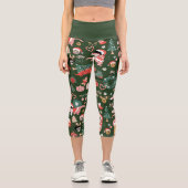 groovy disco ball christmas dinosaurs  capri leggings (Vorderseite)