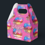 Groovy Disco Ball Gold Pink Glitter Birthday Party Geschenkschachtel<br><div class="desc">Do you love the 80s dancing disco ball? The 70s disco ball? Look at our Groovy Disco Ball Gold Pink Glitter Birthday Party Favor Boxes! Celebrate in style with our vibrant birthday disco ball hot pink favor boxes featuring a colorful gold mirror disco ball and dazzling typography with a digital...</div>