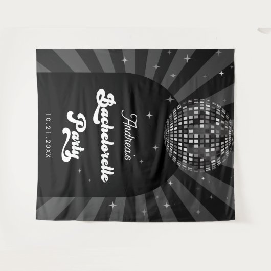 Groovy Disco Ball Junggeselinnen-Abschied Hintergr Wandteppich (Vorderseite (Horizontal))