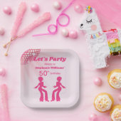 Groovy Disco ball Pink Purple Womans 50th Birthday Pappteller (Party)