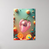 Groovy Disco Ball Strawberry Fruit Pop Art Wall Leinwanddruck (Vorderseite)