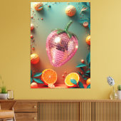 Groovy Disco Ball Strawberry Fruit Pop Art Wall Leinwanddruck (Insitu (Wohnzimmer))