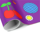 Groovy Disco daisy Pilze lila Geschenkpapier (Rolleneckpunkt)