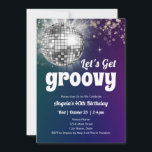 Groovy Disco Dance Party 40. Geburtstag Einladung<br><div class="desc">Erwachsenes Thema Disco Groovy Retro Party. Verfügbar als digitaler Download druckbar. Ideal für jede Jahreszeit. Benutzerdefiniertes,  personalisiertes,  bearbeitbares Download,  Retro Groovy Disco Erwachsenen-Party</div>