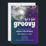 Groovy Disco Dance Party 40. Geburtstag Einladung<br><div class="desc">Erwachsenes Thema Disco Groovy Retro Party. Verfügbar als digitaler Download druckbar. Ideal für jede Jahreszeit. Benutzerdefiniertes,  personalisiertes,  bearbeitbares Download,  Retro Groovy Disco Erwachsenen-Party</div>
