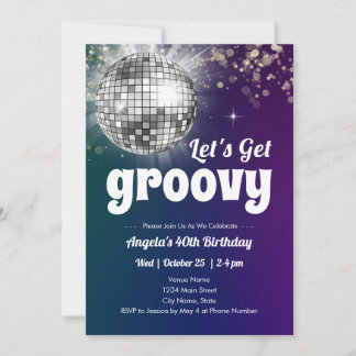 Groovy Disco Dance Party 40. Geburtstag Einladung