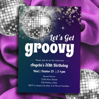 Groovy Disco Dance Party Erwachsene Geburtstag Einladung