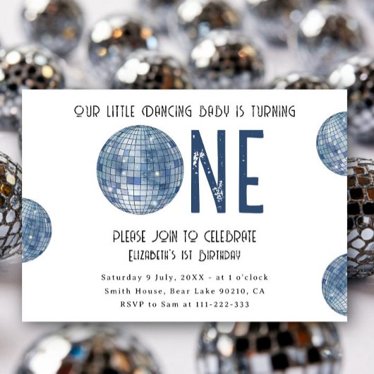 Groovy Disco Dancing Baby First Birthday Einladung