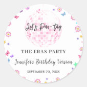 Groovy Disco Eras Geburtstagsparty Runder Aufkleber (Vorderseite)