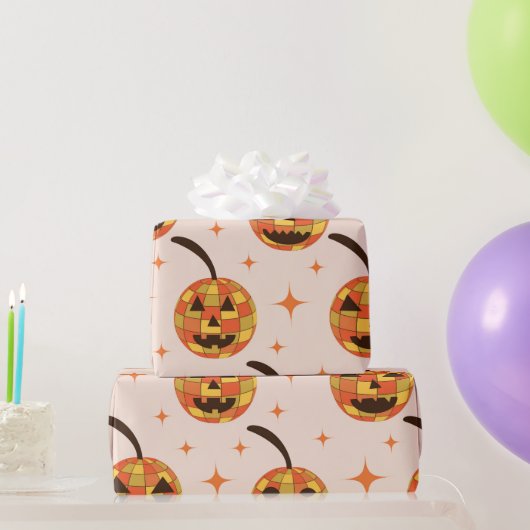 Groovy Disco Halloween Pumpkins Muster Geschenkpapier (Partygeschenke)