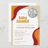 Groovy Disco Kinderdusche Einladung (Vorne/Hinten)