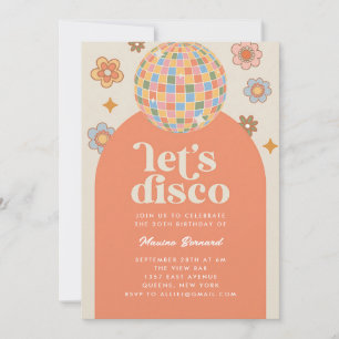 Groovy Disco-Kugel 70er Erwachsenen-Geburtstag Einladung