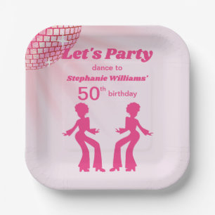 Groovy Disco-Kugel Pink Lila Frau 50. Geburtstag Pappteller